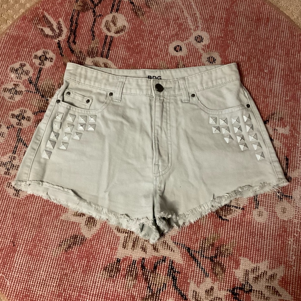 BDG High-Rise Dree Cheeky Sea-Foam Green Studded Shorts